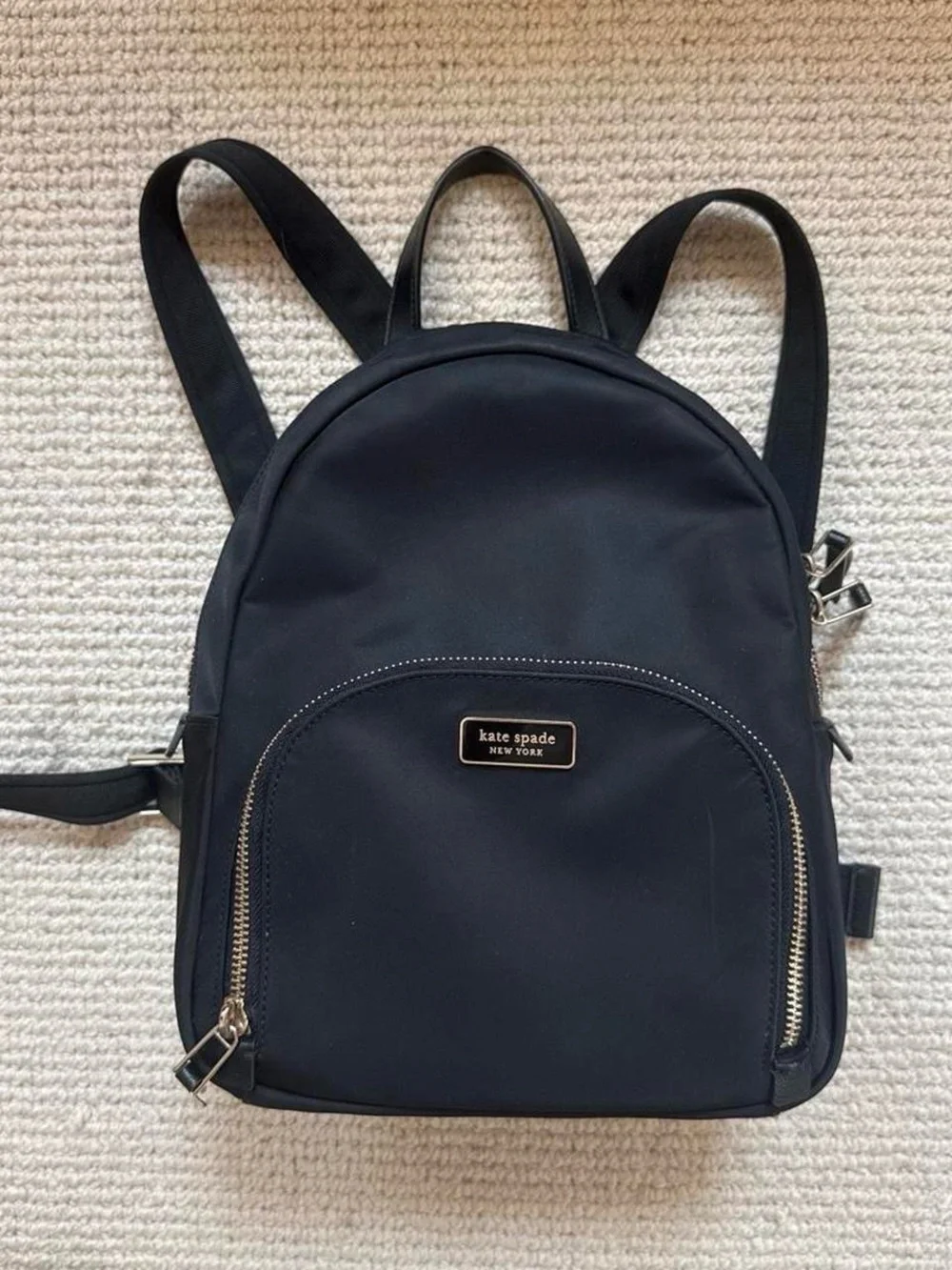 kate spade black nylon mini backpack with gold hardware
